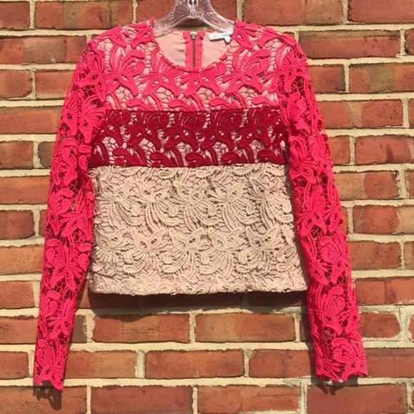 Vibrant Pink Endless Rose Revolve Floral Lace Crop Top - Picture 2 of 14